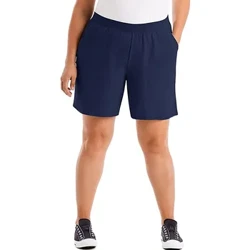 plus size bløde yogabukser til kvinder plus bomuldstrik Pull-on elastiske shorts til løb