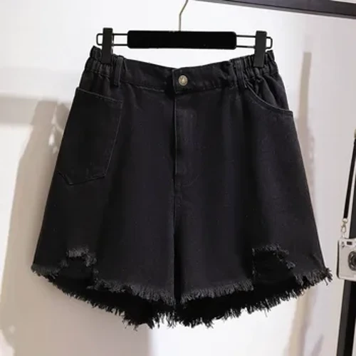 150 kg Übergröße, dünne, gerade Jeansshorts mit hoher Taille für den Sommer, 5XL 6XL 7XL 8XL 9XL, lockere, zerrissene Shorts mit weitem Bein und Schnitt