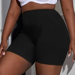 Pantaloni scurți Finjani pentru femei, cu bandă largă, cu talie lungă, pentru petrecerea timpului liber, elastic și neted, fără sudură, cu talie medie - negru