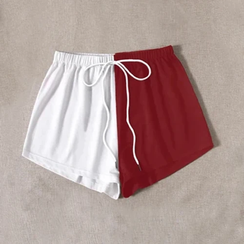 Shorts Méid Móide na mBan Finjani Bloc Dath Sraithe Tarraingthe Shorts Ard-Waist Éadaí Tosaigh Ócáideach snaidhm Don Samhraidh