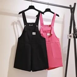 150Kg Plus Ukuran Wanita Musim Semi Musim Panas Baru Kecil Segar Suspender Celana Pendek 5XL 6XL 7XL 8XL 9XL Longgar Katun Celana Pendek Hitam Mawar Merah