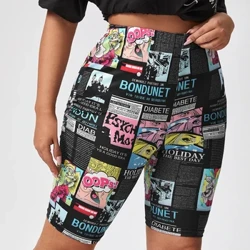 Finjani Nữ Quần Short Size Lớn Allover In Hình Hoạt Hình Quần Short Thể Thao Cao Cấp Thông Thường Quần Short Thể Thao Cho Mùa Thu & Mùa Hè