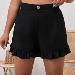 Finjani Plus Size Quần Short Nữ Frenchy Plus Cao Cấp Xù Viền Quần Short Quần Áo Thông Thường Cho Mùa Thu Mới