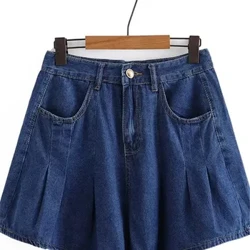 Mundan başga-da ululykdaky aýal şortikler Tomusda eplenýän giň aýakly inçe denim şortikleri Busty aýalyň tomusda geýmegi üçin uzalmaýan jeans
