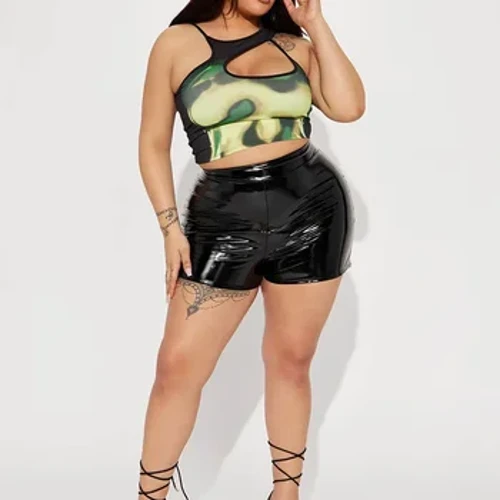 Tama'ita'i Fa'aopoopo Lapo'a Iila Pateni Leahr Pu'u 7XL Piimanava Maualuga Pu Fa'alo'alo 'ofu vevela 6XL Faux Latex Pu'upu'u Custom Summer Clubwear Fou