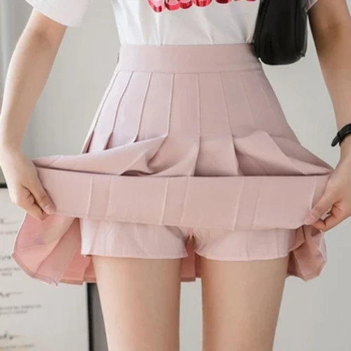 Xuân Hè 2024 Hàn Quốc Váy Quần Short Nữ Cao Cấp Gợi Cảm Mini Trường Ngắn Xếp Ly Kawaii Nhật Bản Váy Hồng Nữ