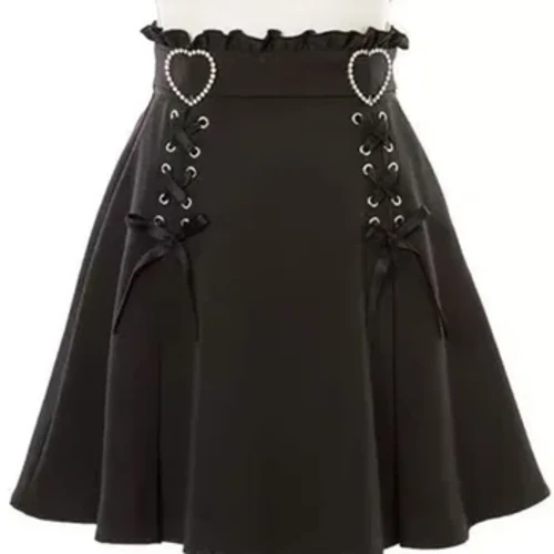 2024 Y2k Estētisks Harajuku stils Sweet Girl High Waist Mini Bandage Svārki Tievi Sieviešu Solīdi Streetwear Gothic Jk Saia Feminina