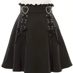 2024 Y2k Aesthetic Harajuku Style Sweet Girl Mini bandage krilo z visokim pasom ozko žensko enobarvno ulično oblačilo Gothic Jk Saia Feminina
