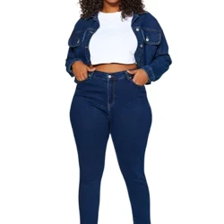 Cromlin Trendyol Menywod Trendyol Waist Uchel Plaen Denim Plus Maint Jeans