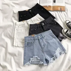 Giày Cao Cấp Quần Short Denim Nữ Mùa Hè Túi Tua Rua Lỗ Quần Jeans Rách Ngắn Nữ Femme Quần Ngắn Nữ