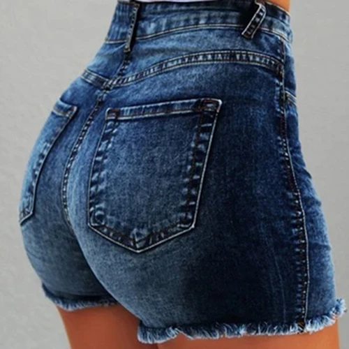Tính khí Gợi Cảm Giảm Béo Nữ Quần Short Denim 2024 Mùa Hè Mới Phong Cách Âu Mỹ Quần Jean Dạo Phố Quần Short Denim