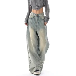 Geansaí Baggy Fad Iomlán Geansaí Ard-waisteáilte Pants Denim Cosa Leathan Bríste Scaoilte Gorma Éadaí Sráide Cóiréis Y2K
