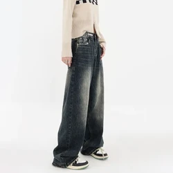 Harajuku ulična retro moda proljeće jesen žene traperice visokog struka labave široke nogavice ravne traper hlače Y2K široke hlače