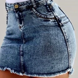 Tính Khí Gợi Cảm Giảm Béo Nữ Quần Short Denim 2024 Mùa Hè Mới Phong Cách Âu Mỹ Quần Jean Dạo Phố Quần Short Denim