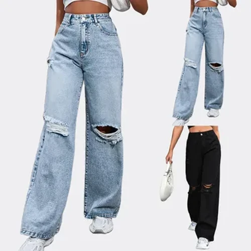 Jeans Zilizochanika za Wanawake za Zamani 2024 Suruali Mpya ya Mitindo iliyonyooka Nguo ya Mtaa Y2k Suruali ya Denim Jeans ya Kiuno ya Wanawake yenye Kiuno kirefu