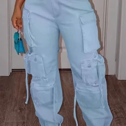 ʻO nā ʻeke Jeans Denim ʻē aʻe ka nui o nā ʻeke ʻeke ʻeke wahine ʻano Jeans Pant kiʻekiʻe kiʻekiʻe ʻo ka lole maʻamau o ke alanui Hip Hop paʻa wāwae.