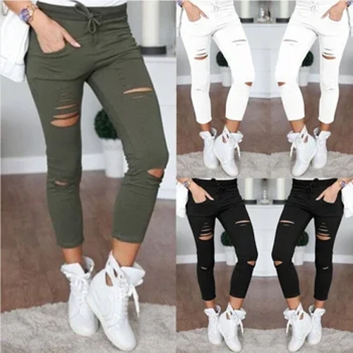 Bagong Ripped Jeans para sa Babae Babae Malaking Sukat Ripped Trousers Stretch Pencil Pantalon Leggings Pambabae Jeans Pambabaeng Jeans