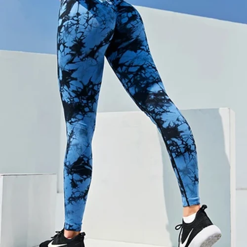 CHRLEISURE Batik Şınav Yüksek Bel Tayt Streç Atletik Kadın Seksi Pantolon Rahat Dikişsiz Spor Örgü Tayt Femme