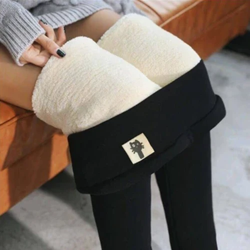 Winter-Leggings für Damen, Fleece-gefüttert, Samt, hält warme Hosen, hohe Taille, Leggings für Damen, einfarbig, bequem, dehnbar, Thermo-Übergröße