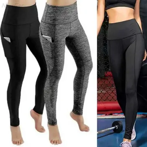 Magas derekú, elasztikus edzés, női jóga leggings, pocakkontroll ruched booty zsebnadrággal varrat nélküli edzőtermi kompressziós harisnya