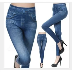 Quần Legging Nữ 2023 Thời Trang Giả Denim Quần Legging Jean Dài Gợi Cảm Túi Quần Leggin Mùa Hè Thường Ngày Bút Chì Kích Thước Quần S-5XL