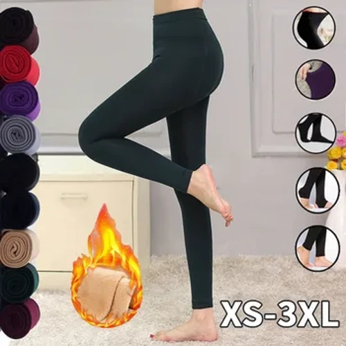 ʻO ka wahine hoʻoilo ma ka hoʻoilo ʻana o ka wahine mānoanoa mehana leggings candy kala ʻulaʻula i hoʻopaʻa ʻia i ka fleece elastic pants leggings pantalon Штаны