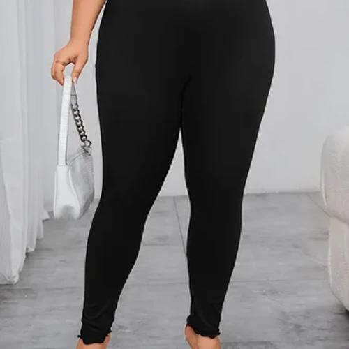 2024 Fréijoer New Loose a villsäiteger zolidd Faarf Héich Taille Plus Gréisst Leggings fir Fraen