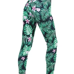 CUHAKCI Ffasiwn Legins Merched Deilen Hardd Argraffu Blodau Waist Uchel Jeggings Ymestyn Pant Sexy Gwerthu Poeth Dillad Mujer