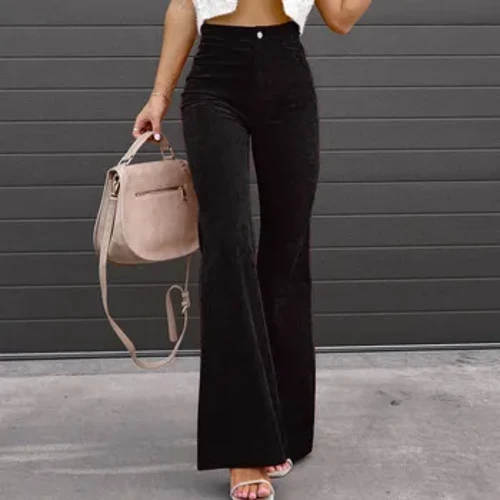 Vintage Velvet duge pantalone Ženske korejske ulična odjeća Seksi pantalone visokog struka Ležerne ženske velur crvene crne zvonaste hlače