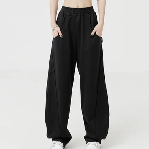 Sport Hosen Fir Fraen Riichtaus loose Breet Been Héich Taille Casual Sweatpants