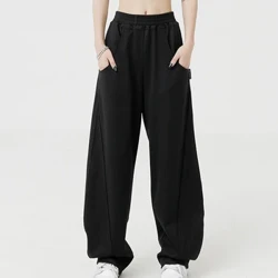Pants Spóirt Do Mhná Sweatpants Ócáideacha Cosa Loose Leathan Díreach Ard Waist