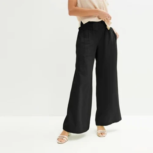 Elastiske bukser med brede ben til kvinder Tøj 2024 Sommer Solid Casual Højtaljede Lange Bukser Koreansk Sort Slim Fit Løs Beskåret