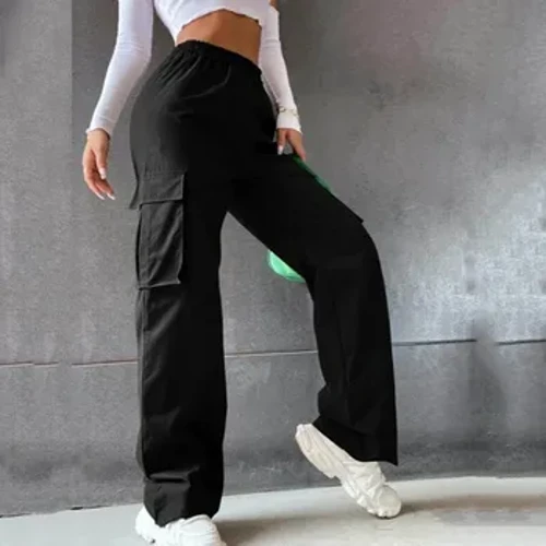 Ayollar yuk shimlari elastik yuqori belli keng oyoqli shimlar tekis oyoqli Joggers liboslari keng oyoqli sport shimlari Katta o'lchamli shimlar