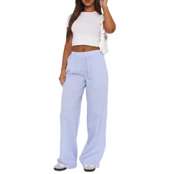 y2k pantalone za žene na prugaste vrpce, elastični struk, labave ravne duge hlače s džepovima, estetske pantalone, ulična odjeća