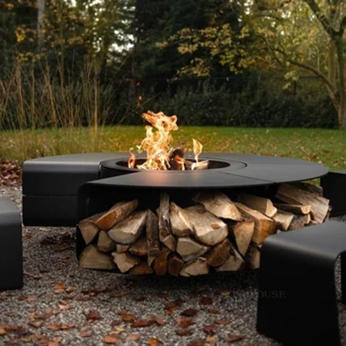Modern Ev Veranda Chimeneas Yangın Odun Isıtıcı Minimalist Yuvarlak Açık Şömine Masa Izgara Standı Bahçe kamp sobası