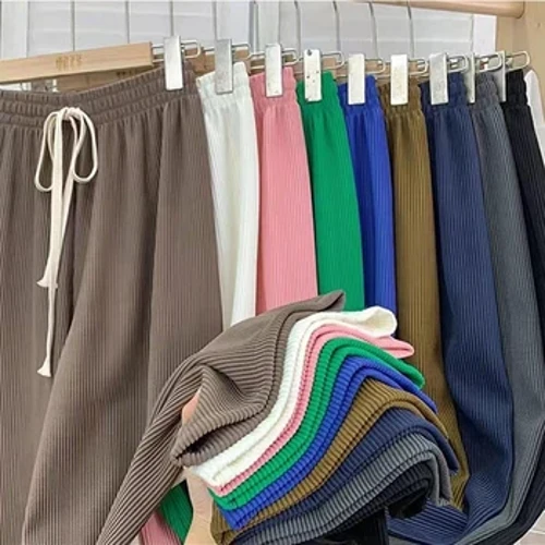 Pants Merched Achlysurol Gwasg Uchel Pants Coes Eang Menyw Pants Hir Syth Trowsus Swyddfa Lady Drawstring Achlysurol Trowsus Hir