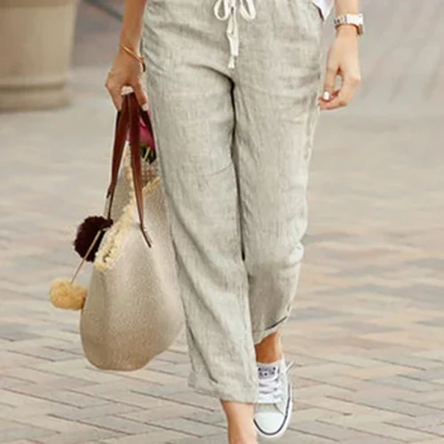 Pambabaeng Elegant Simpleng Pantalon Fashion Drawstring Design Solid Color Cropped Pantalon Maluwag Dahilan ng Nababanat na Bewang Office Lady Trousers