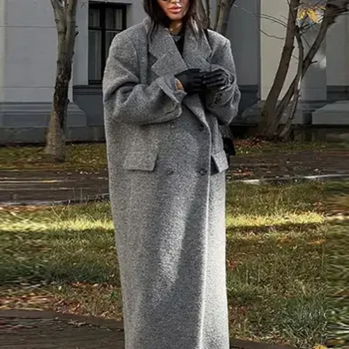 Jachetă cu guler răsturnat de modă pentru femei, toamnă iarnă, elegantă, cu mâneci lungi, haine lungi pentru femei, cu buzunar șic, jachetă dublu pentru femei