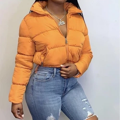 CUTENOVA Jeseň Zima Pevná bunda a kabáty Páperový kabát pre ženy Bublinkové vrchné oblečenie Cropped Outwear Oversized oblečenie