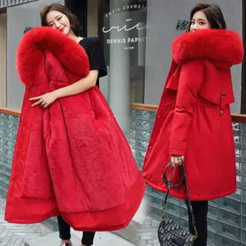 Siaced Merched Parka Siaced Lawr Gaeaf Merched Corea 2023 Cotiau Plu Maint Mawr Parka Siaced Cotwm Cynnes Côt Menyw Trwchus
