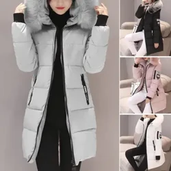 Frae Wanter Koteng Mantel Hooded Mëtt Längt Oberbekleedung Windproof Warm Long Sleeve Jacket Solid Faarf Slim Fit Lady Down Mantel
