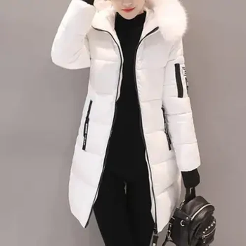 Colon à capuche Coton à capuche Coutien en coton d'hiver à capuche avec poches à fermeture éclair pour femmes épaissies de longueur moyenne chaude vers le bas vers le bas