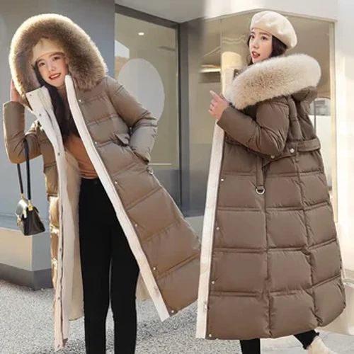 2022 Ijakhethi Entsha Yasebusika Kakotini Yepaki Entsha Yasebusika Yabesifazane I-X-Long Faux Fur Collar Ehlanganiswe Ijakhethi Eliwugqinsi Okuxekethile Elihlanganisiwe Elinosayizi Omkhulu