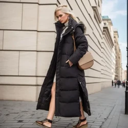 Côt Parkas Hir Dros y Pen-glin Benyw 2023 Ffasiwn Gaeaf Ffit slim Cotwm i lawr Côt Parkas Trwchus Trwchus Siaced Gaeaf Merched