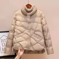 Damjacka 2024 New Autumn Winter Parkas Dam Lätt Tunn Dun Bomullskappa Femme Casual Kort Varm Basic Ytterkläder Dam Topp
