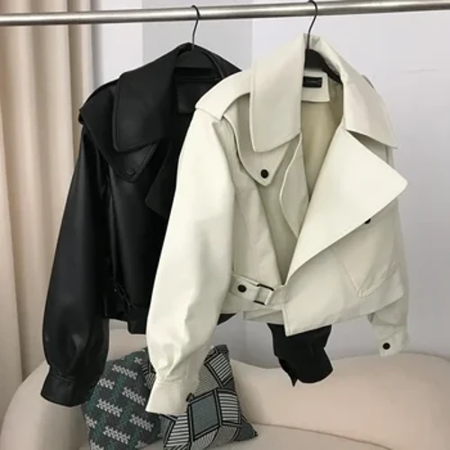 Reposez le collier de col EN Veste en faux cuir de style américaine de style américain Biker Pu Motorcycle Vestes Loose Streetwear Extérieur