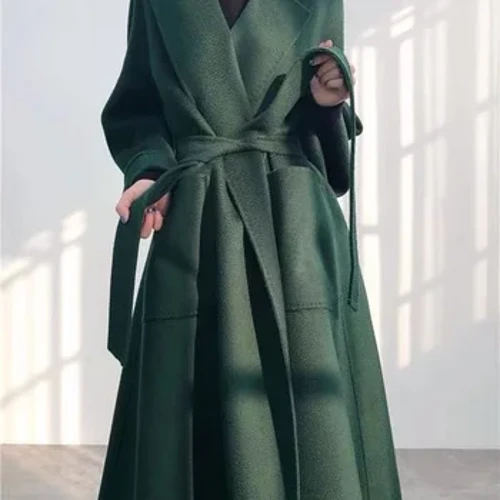 Áo khoác mùa đông 2024 Nữ Họa Tiết Sóng Nước Cashmere Áo Dài Cao cấp 2 mặt Len Phối Cao Cấp Áo Khoác Ngoài Dạo Phố