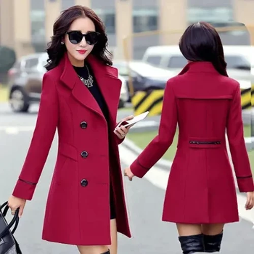 Chaqueta de otoño-invierno para mujer, abrigos de lana para mujer, abrigo, chaquetas de lana con doble botonadura, prendas de vestir exteriores 2024