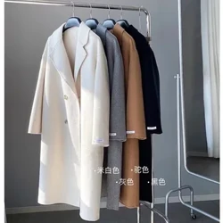 2023 Herbst, zweireihiger Wollmantel für Damen, modisch, lockerer Stil, Winterkleidung für Damen, lange Mäntel, Oberteile, Abrigo Mujer