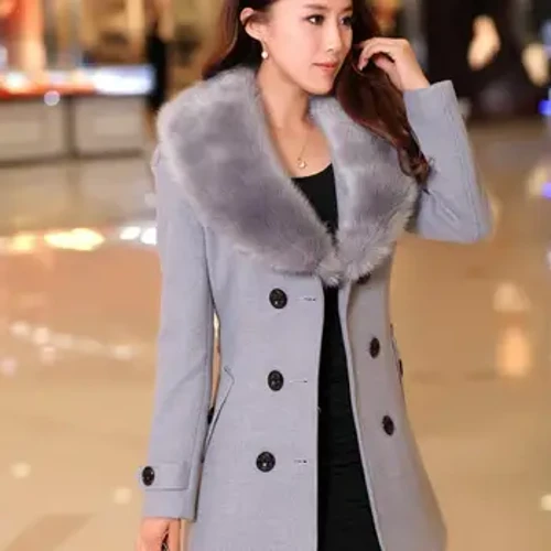 Naisten tekoturkiskaulus Solid Trench Coats Lady Slim Double Breasted Villatakit Takki Uusi Syksy Talvi Naisten Ulkovaatteet 5Xl